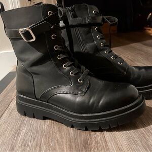 Black Lace-Up Combat Boots